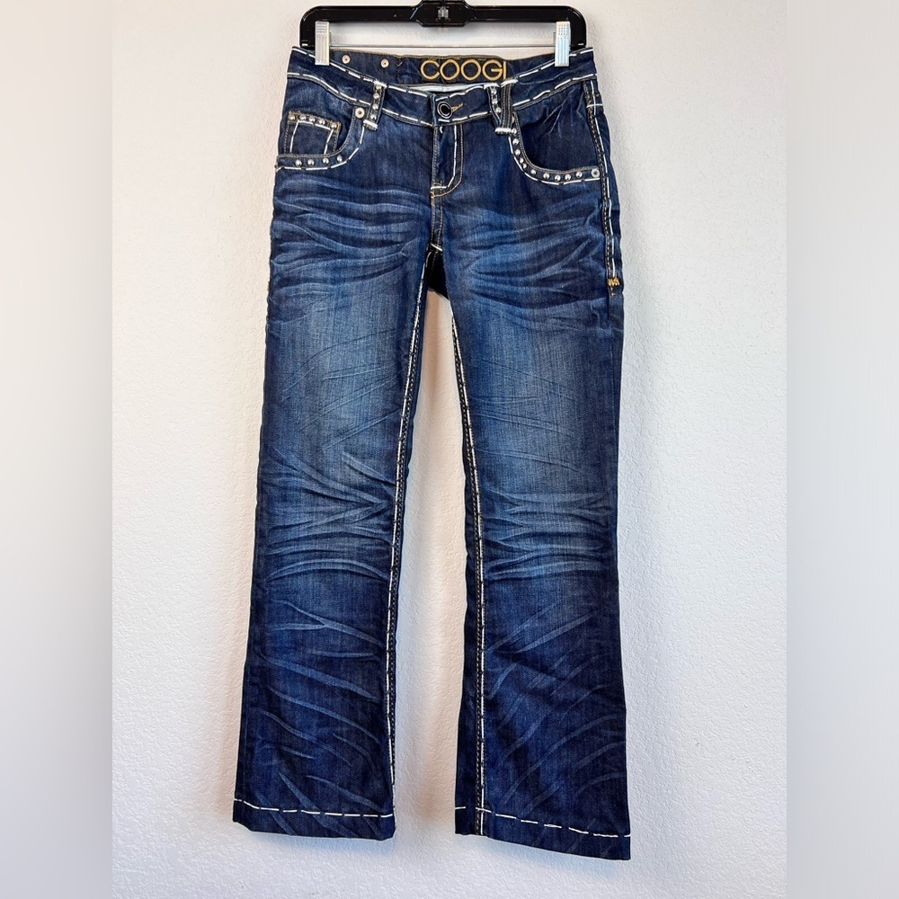 COOGI Low Rise Bootcut Dark Wash Studded Pockets Jeans Size 5/6